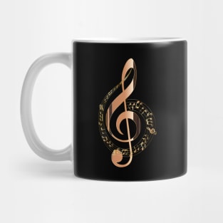 Golden Treble Clef With Music Notes background Mug